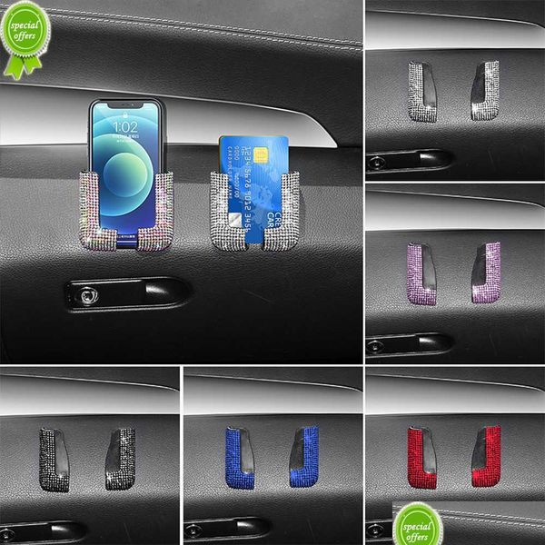 Decorazioni interne Nuove 2 pezzi Porta del telefono Crystal Auto Porta di pasta fissa per tastiera mobile Bling Accessori interni Drop Deli Dhgux