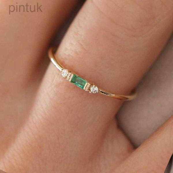 Ringe Ringe Dünne zierliche Stapelringe Damen Elegant Mini Farbe Kristall Zirkon Winziger Ewigkeits-Stapelring Modeschmuck KCR065 ldd240311