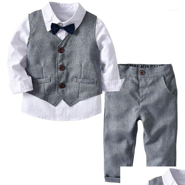 Tute Ragazzi Abbigliamento per bambini Abito formale per bambino Abbigliamento per bambini Gilet grigio Camicia Pantaloni Abbigliamento Abbigliamento per bambini1 Consegna in consegna Panno di maternità Ot64P