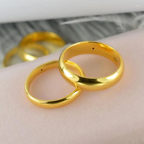 Cluster Ringe 1PCS Echt 24K Gelbgold Ring 3D Frauen Männer Polnische Oberfläche Internationale Zertifizierung Smarked 999 Schwanz