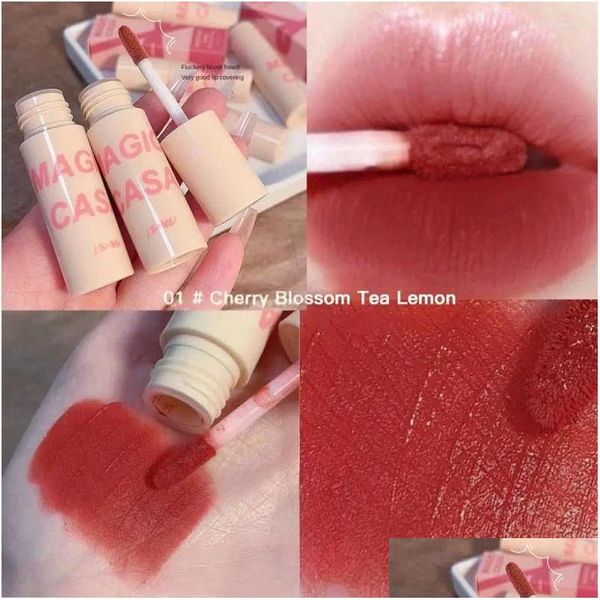 Lip Gloss Mousse Lama Batom Líquido Matte Esmalte Longa Duração Veet Nude Vermelho Lábios Suaves Cosméticos Coreano Maquiagem Gota Entrega Saúde Seja Otuq6