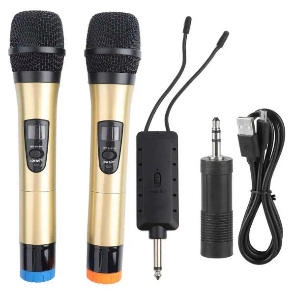 Accessori Microfono Microfono portatile wireless universale VHF 1to2 con ricevitore per microfono da studio per karaoke/riunioni aziendali