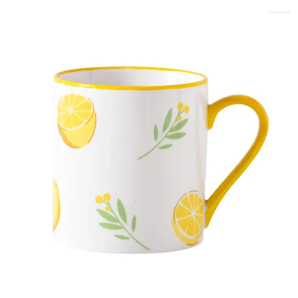 Canecas HF Estilo Japonês Bonito Dos Desenhos Animados Fruta Cerâmica Copo Com Colher Criativo Caneca Casa Café Da Manhã Presente Personalizado