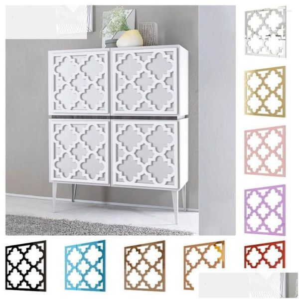 Adesivos de Parede 15/20 / 27cm Quadrado Oco Espelho Acrílico Sala de estar Quarto Armário Mobiliário Decorativo Decalque Home Design Drop Entregar DH205