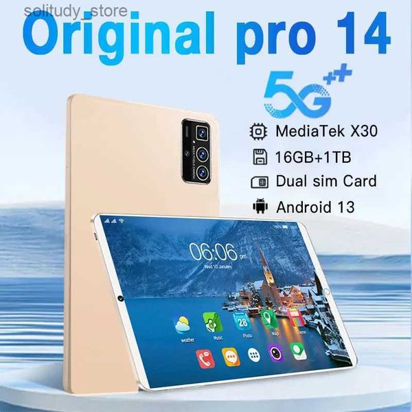 Сотовые телефоны 2024 Pro 14 Global Edition Tablet Android 13 12000 мАч 16 ГБ 1 ТБ 5G Планшет с двумя SIM-картами HD-экран WIFI G Mi Pad Q240312