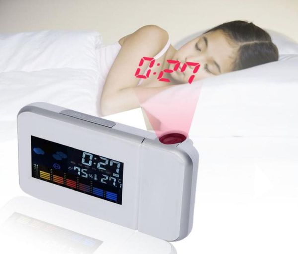 Relógio de mesa despertador digital com projetor tela colorida projeção relógio multifuncional tempo calendário tempo watch1885339