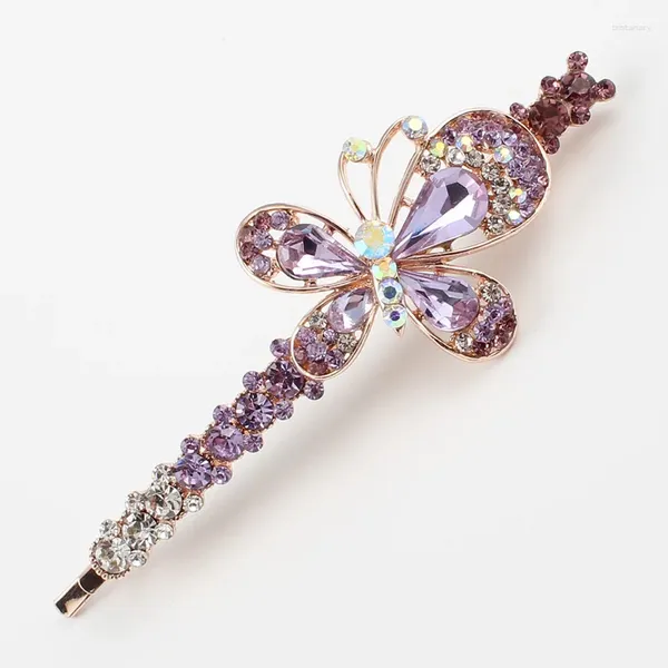 Haarklammern Juwelige Frauen 1 PC Insekten Schmetterling Grips Marke Accessoires Strasshaut weiß rosa lila Mode Ornamente