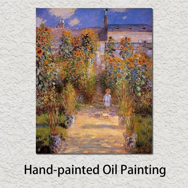 Pintura de arte fina jardim de claude monet em vetheuil imagem de arte em tela impressionista para sala de leitura decoração de parede328t