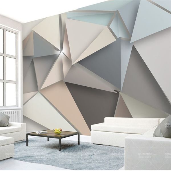 Papel de parede 3d moderno estilo minimalista tridimensional triângulo geométrico padrão sala de estar quarto decoração mural wallpapers263w