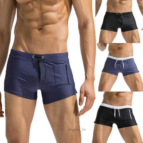 Underpants Schwimmhosen für Männer solide sexy Unterwäsche Herren Nylon Spandex Strand Surfen Schwimmboxer Trunks Board Shorts W0325