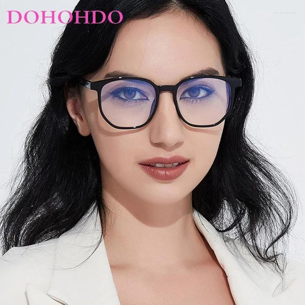 Sonnenbrille DOHOHDO Trendy Quadratischen Rahmen Frauen Brillen Luxus Anti Blaues Licht Männer Brillen Gläser Flache Spiegel Computer Brille