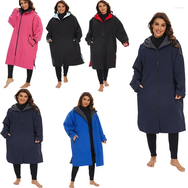 Asciugamano invernale impermeabile da surf cambia accappatoio adulti cambio da spiaggia cappotto giacca a vento unisex fodera in pile giacca poncho mantello impermeabile