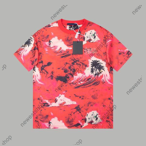 24SS Europe Magliette da uomo firmate Tee Summer Girocollo Allover Beach Surf Stampa maglietta uomo donna Skateboard T-shirt Street Casual Oversize Magliette in cotone