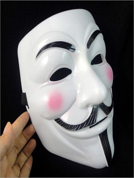 50 pçs máscara v para vendetta máscara amarela com delineador narina anônimo cara fawkes fantasia adulto traje de halloween máscara7320682