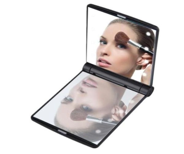Mode Frauen Make-Up Spiegel 8 LED Lichter Lampen Kosmetik Klapp Tragbare Kompakte Tasche Hand Spiegel Make-Up-Tool Schönes Geschenk8680134