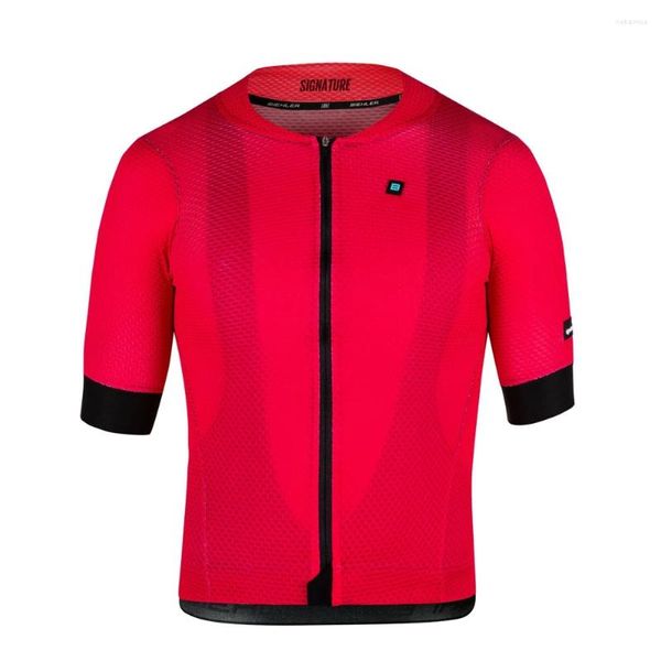 Yarış Ceketleri 2024 Biehler Kırmızı Hafif Kumaş Yaz Hava Aerodinamiği Bisiklet Kısa Kollu Jersey Erkekler Takım Bisiklet Giyim Ropa Ciclismo