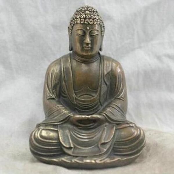 Chinesische Volkskultur, handgefertigte Messing-Bronze-Statue, Shakyamuni-Buddha-Skulptur307N