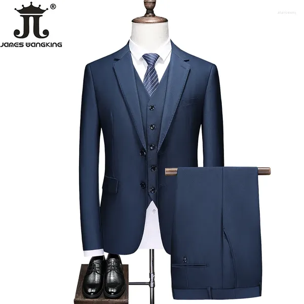 Ternos masculinos (jaqueta, colete, calças), marca de luxo, masculino, formal, cor sólida, 3 peças, noivo, vestido de casamento, festa masculina