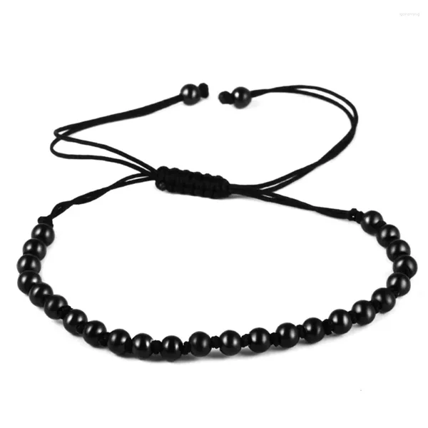 Charme pulseiras (10 peças/lote) anil arjandas corda vermelha/preta tecelagem para amantes de aço inoxidável redondo 5mm contas pulseira trançada