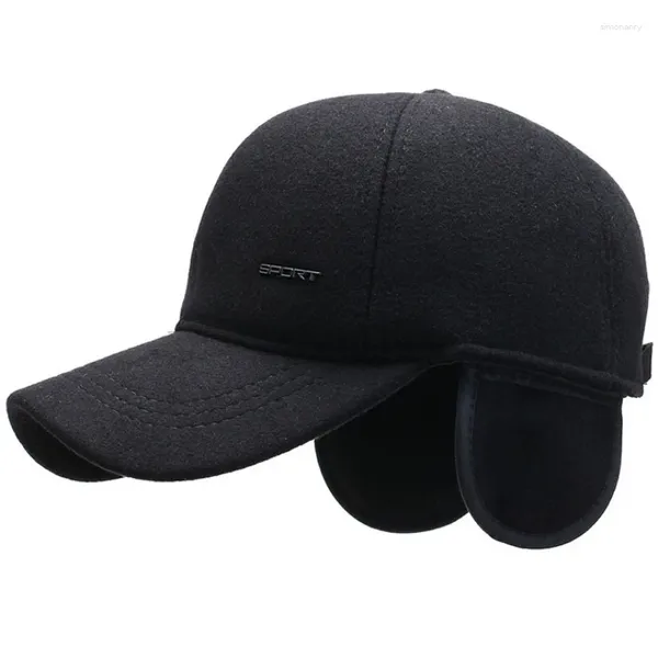 Ball Caps HT3939 Winter Baseball Cap Männer Wolle Earflap Hut 6 Panels Casual Vater Großvater Papa Hüte mit Ohrenklappen