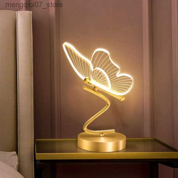 Lampenschirme Nordic LED Tischlampen Innenbeleuchtung Schalter Knopf Schlafzimmer Nacht Wohnzimmer Restaurant Home Dekoration Schmetterling Schreibtischlampe L240312