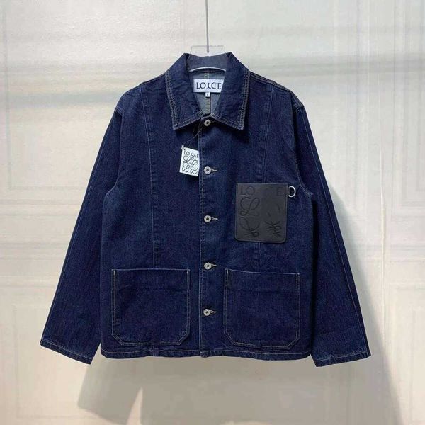 Jaquetas femininas Nanyou Alta Qualidade 2023 Primavera Outono Novo LO.E Denim Casaco Frente Peito Bolso De Couro Solto Casual Mens e Mulheres Moda Casacos M48K