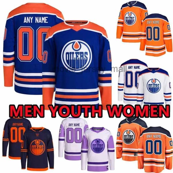 Custom Herren Frauen Jugend Edmonton''oilers''Hockey Trikots Herren 21 Klim Kostin 27 Brett Kulak 28 Ryan Murray 10 Derek Ryan Shore 74 Stuart Skinner 41 SM