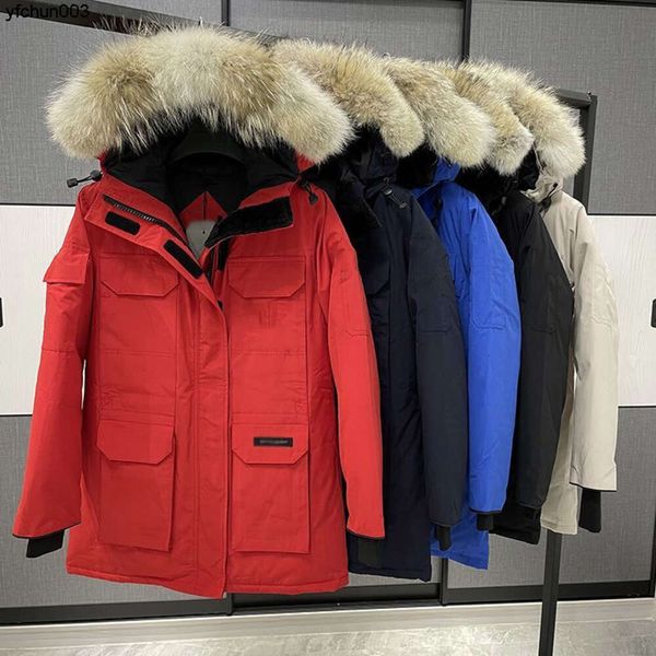 Kaz aşağı ceket erkek ve kadın ceket vizon kürk yaka çift kış moda açık kalınlaşmış sıcak özel tasarımcı giyim 1v5w