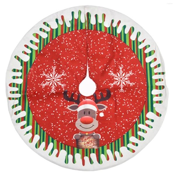 Decorazioni natalizie Tappetino per piedi per albero Abito natalizio stampato a cartoni animati rotondi da 30,7 pollici per interni ed esterni