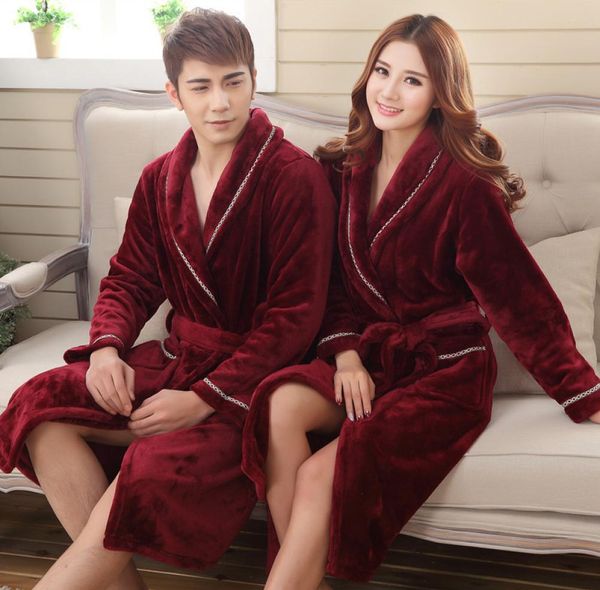 Winterdicke warme weibliche weibliche Koralle Fleece Kimono Robe Liebhaber Paar Nachthemd Bad Kleid Nachtwäsche Männer Große Nachtwäsche M l xl xxl 3xl8277679