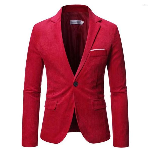 Ternos masculinos de veludo jaqueta inteligente casual notch lapela cordão blazer casaco vintage retro homem lazer smoking jaquetas blazers