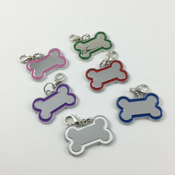 30 pezzi / lotto Creativo carino in acciaio inossidabile a forma di osso fai da te pendenti per cani Tag di carta per collari personalizzati Accessori per animali domestici245L