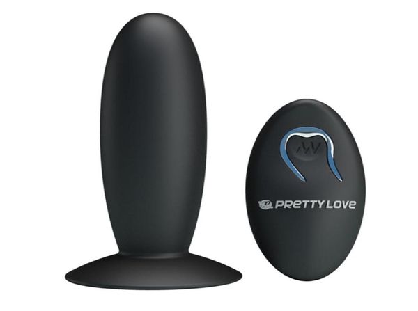 Pretty love vibrador anal de silicone com controle remoto, ventosa preta, plugue anal recarregável usb, brinquedos sexuais para homens e mulheres 1798916758