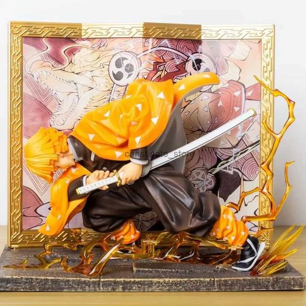 Aktionsspielfiguren 23 cm Demon Slayer Anime Figur Agatsuma Zenitsu Fgurine Kimetsu No Yaiba Figuren Gk Figur PVC Sammlung Modell Figur Spielzeug