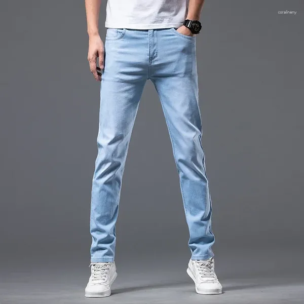 Männer Jeans Frühling Sommer Büro Business Männer Klassische Hellblau Baumwolle Stretch Gerade bein Denim Hosen Männliche Marke Hosen