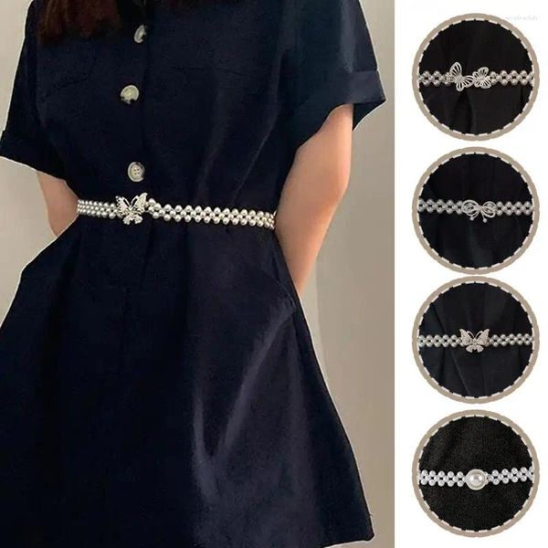 Cintos Grande Imitação Pérola Cintura Cadeia Cinto Elástico Com Cinto Decoração Roupas Vestido Mulheres Diamante Saia Fashi H8I0