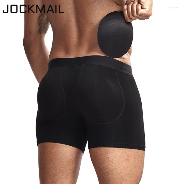 Cuecas JOCKMAIL Homens BuLifter Acolchoado Cueca Boxer Shorts Estofamento Removível para Aprimoramento Traseiro Gay Branco Preto