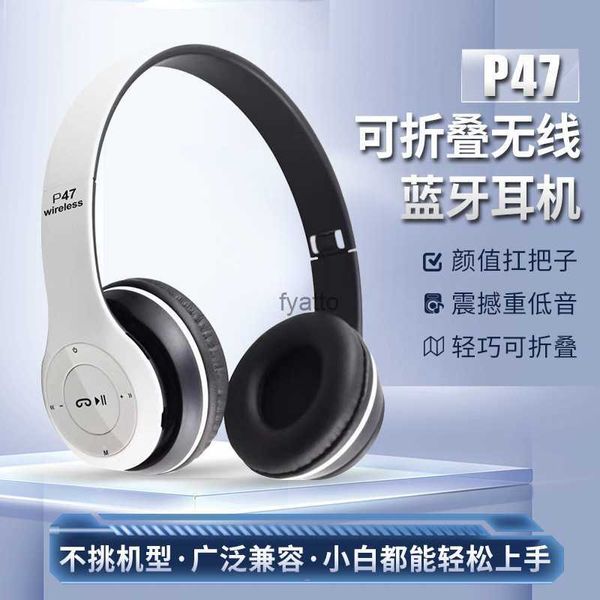 Handy-Kopfhörer P47 Wireless Bluetooth Headset Kopfhörer Heavy Low Music Universal BluebudH240312