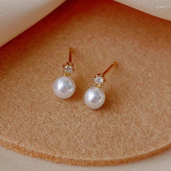 Brincos de garanhão 925 prata esterlina pérola pequeno diamante orelha studs para mulheres verão 2024 moda earbone design especial