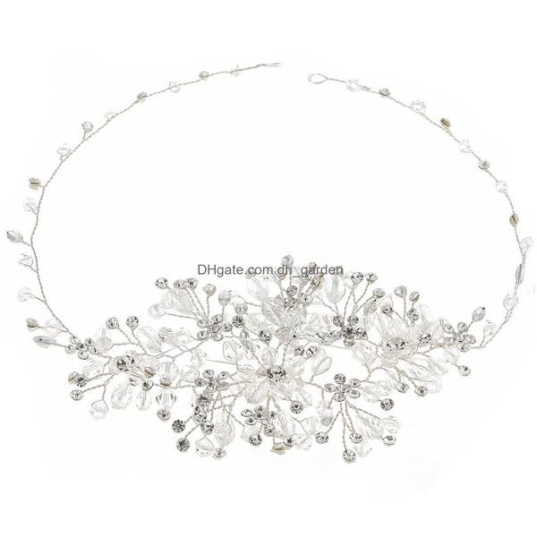 Cerchietti Us Warehouse Trendy Lega Fiore Fascia da sposa Prom Tiara Accessori per capelli Fatti a mano Vite Cristallo Sposa Goccia Deli Dhgarden Dhrzq