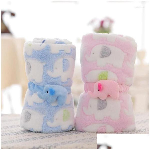 Cobertores Swaddling Elefante Bonito Dos Desenhos Animados Bebê Cobertor Nascido Ar Condicionado Colcha Coral Veet Travesseiro Produtos de Dupla Utilização Drop Delivery Ki Otsjc