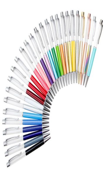 Escrita presente diy tubo vazio canetas esferográficas de metal autopreenchimento flutuante glitter flor seca caneta de cristal canetas esferográficas 27 color3288493