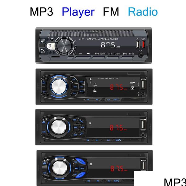 Автомобильная аудиосистема Bluetooth Стерео O Инструменты Светодиодный Mp3-плеер FM-радио Пульт дистанционного управления Aux Mtimedia Dual Usb Tf Может заряжать прямую доставку Automo Dhecu