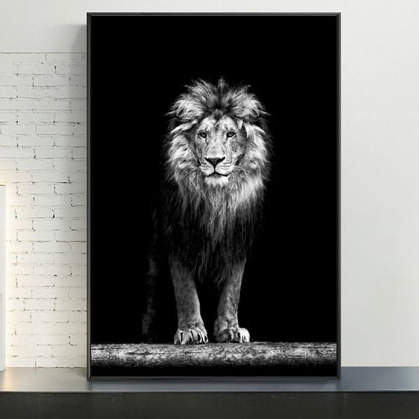 Grande leão selvagem animais feroz besta poster arte da parede pintura em tela quadros decorativos po para sala de estar decor303x