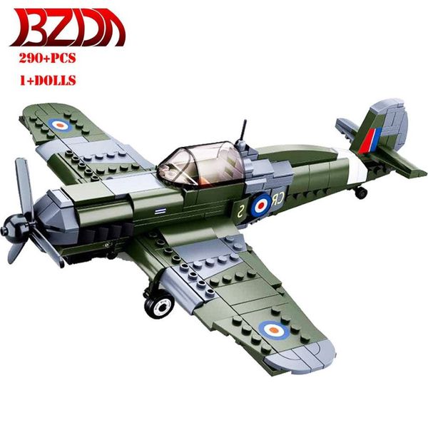 BZDA WW2 военные 290 шт. II Северная Африка кампания Spitfire истребитель строительные блоки солдат самолет кирпичи детские игрушки подарок C249K