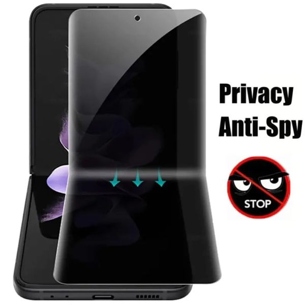 Filme de hidrogel anti-espionagem de alta qualidade para Samsung Galaxy Z Flip 5 4 3 Protetor de tela (frente + traseira)