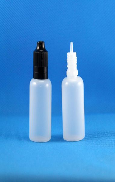 100 set / lotto 30 ml Bottiglie contagocce in plastica PE Tamper Evident Bambino Tappi a doppia prova Punte lunghe e sottili dell'ago e Vapor Cig Liquid 30 ml8592478