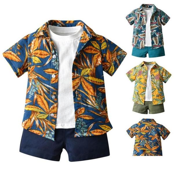 Conjuntos de roupas Bebê menino roupas 0-5 anos de idade verão shorts de manga curta terno impresso camisa casual terno de duas peças drop entregar otsov