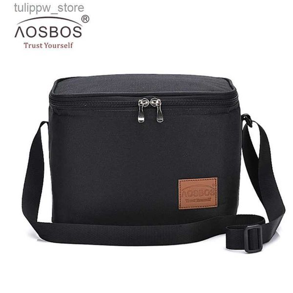 Bento Boxes Aosbos Saco de Almoço Térmico Portátil para Mulheres Crianças Homens Ombro Food Picnic Cooler Boxes Sacos Isolados Sacola Recipiente de Armazenamento L240311