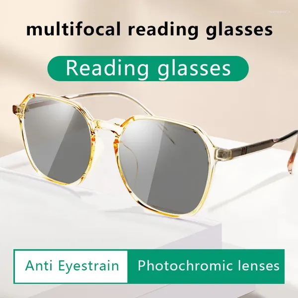 Güneş Gözlüğü Ultralight Progresif Multifocus Okuma Gözlükleri Kadın Dayanıklı Mavi Işık Blokitör Anti Kıyısı/UV Çok Etkileşimli Okuyucular